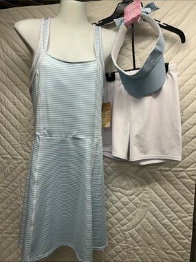 Tommy Bahama Light Blue & White Striped Midi Tank Dress in a SET